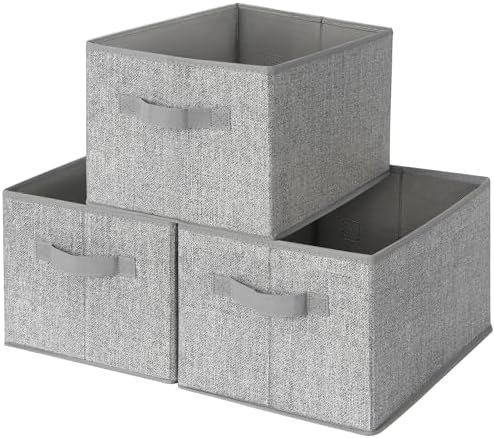 GRANNY SAYS Closet Storage Bins with Handles, Gray, Large, 3-Pack by GRANNYSAYS