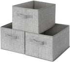 GRANNY SAYS Closet Storage Bins with Handles, Gray, Large, 3-Pack by GRANNYSAYS