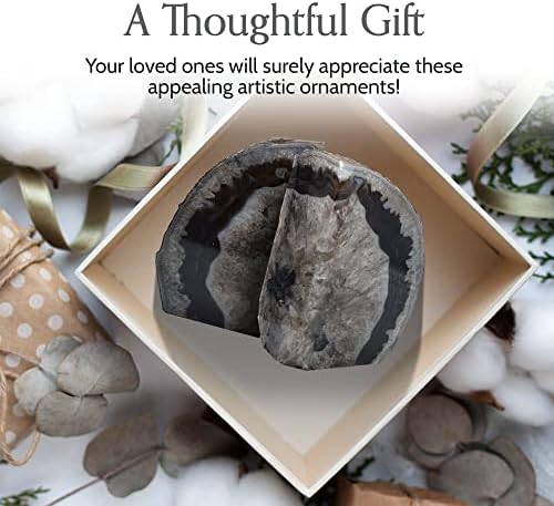 Nature's Decorations Black Agate Bookends – A+ Grade Geode Heavy Duty Decorative Stone Crystal Book Ends for Shelves & Bookcases, Natural Polished Bookshelf Decor, 1 Pair 2-3Lbs - Image 3