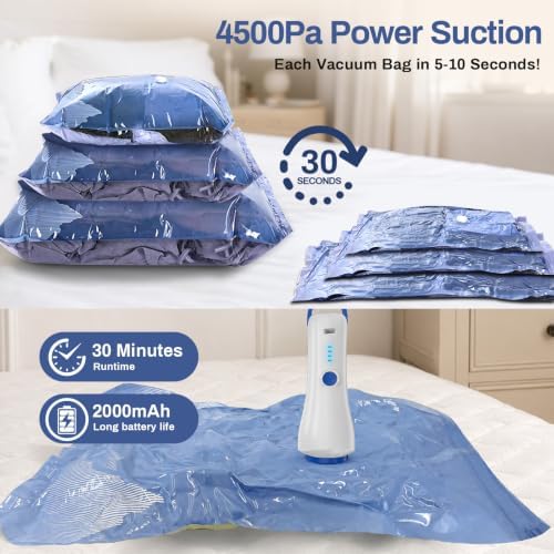 16 Pack Vacuum Storage Bags for Travel with Rechargeable Wireless Pump - Image 4