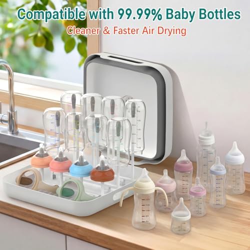 Yecuip Collapsible Baby Bottle Wash Basin w/Drying Rack & Drain Plug, Gray - Image 6