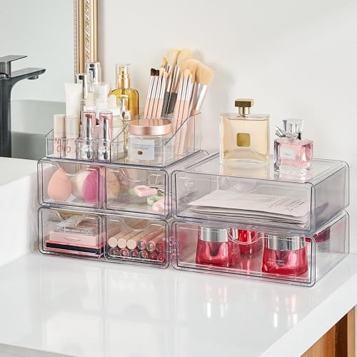 Vtopmart 5 Tier Clear Makeup Organizer with 6 Drawers - Image 2