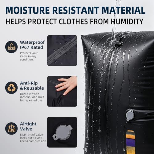 2PC Travel Vacuum Bags with Pump, 35L Vacuum Storage Bags for Clothes - Image 3