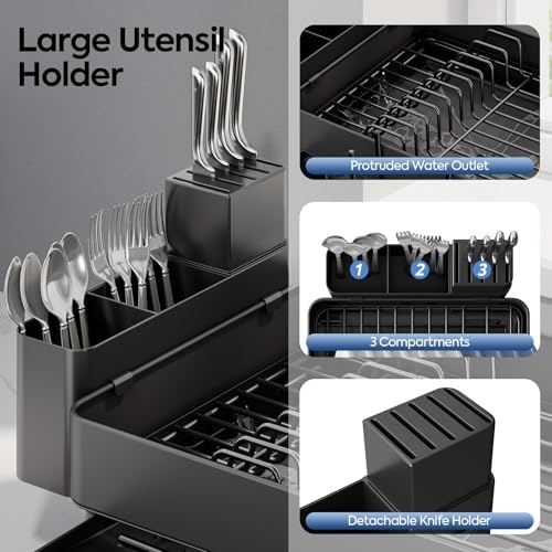 Urackify Expandable Dish Drying Rack, Stainless Steel, Large Capacity - Image 5