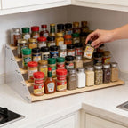 Tiered Spice Rack Organizer for Countertop & Cabinet, 5-Tier 19.9in Kitchen Seasoning Storage Shelf, Space Saving Standing Spice Organizer, Wooden & Acrylic, Solid Wood by Unknown