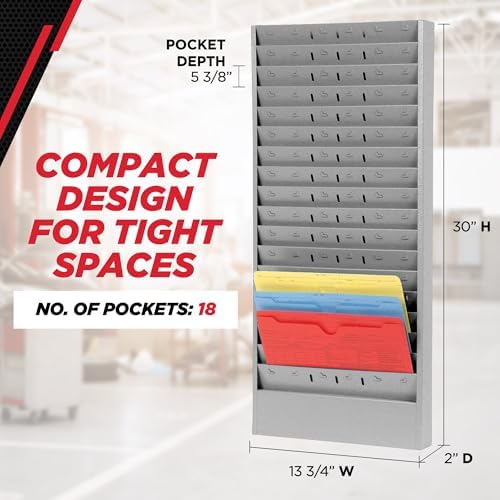 CHAMP Repair Order Rack, 18-Pocket Wall Mount Organizer, Gray - Image 4