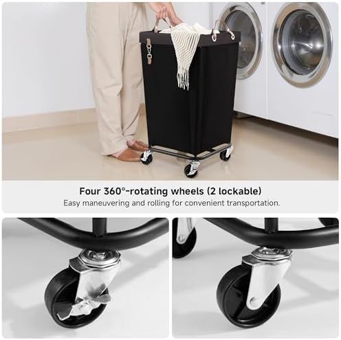 StorageWorks 110L Laundry Basket with Wheels, Rolling Hampers for Clothing - Image 4