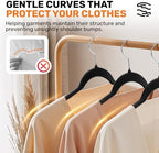Sishynio Velvet Shirt Hangers 30 Pack, Slim Felt Hangers Black - Image 4