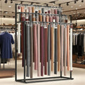 Floor Mounted Belt Hanger, Stepped Belt Display Rack with Hanging Rods and Hooks, 21 Hooks, Lengthened and Bolded, Capacity for Ties, Scarves, Accessories(Black) by Unknown