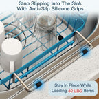 MAJALiS Blue Expandable Dish Drying Rack Over Sink with Extra Drying Mat - Image 6