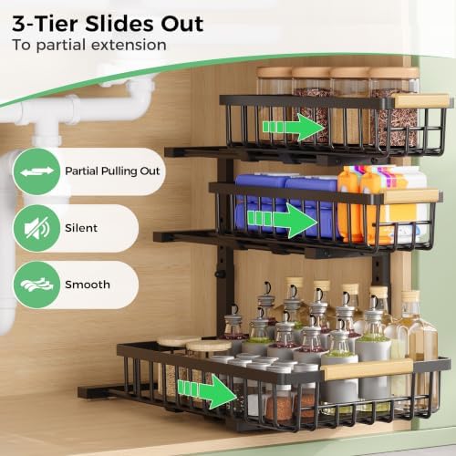 3 Tier Under Sink Organizer: Pull Out Cabinet Storage for Bathroom,1 Pack - Image 4