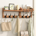 Evermagin 29" Coat Rack Wall Mount with Shelf & 11 Hooks, Entryway, Brown by Evermagin