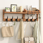 Evermagin 29" Coat Rack Wall Mount with Shelf & 11 Hooks, Entryway, Brown by Evermagin