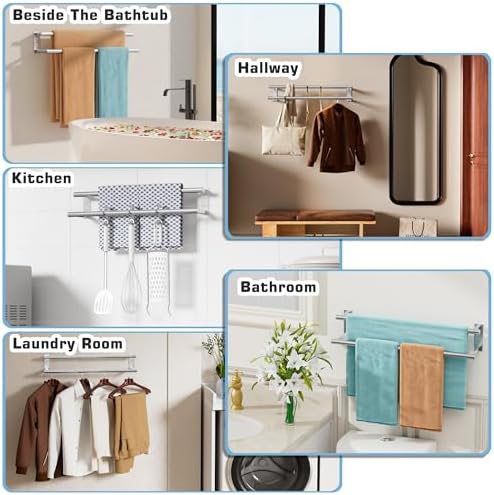 Alise 24'' Double Towel Bars for Bathroom,Wall Mount Towel Holder,Brushed - Image 7