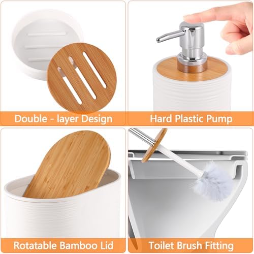 10 PCS White Bathroom Accessories Set with Trash Can Bathroom Accessory - Image 3