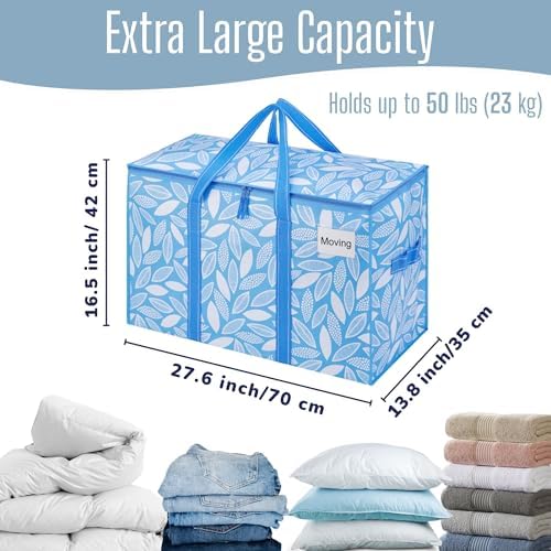 VENO 10 Pack Heavy Duty Moving Bags, Extra Large Storage Bags with Reinforced Handles & Strong Zippers, Foldable & Reusable Moving Box Alternative for Clothes & Dorm Storage - Image 4