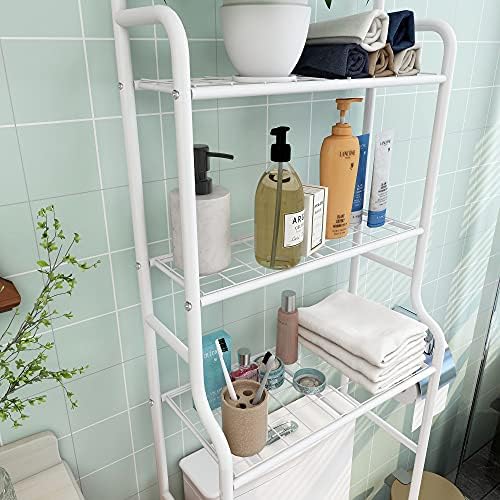 3-Shelf Bathroom Organizer Over Toilet, Space Saver Storage, White - Image 6