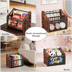 Wood Magazine Holder, 3-Compartment Magazine Rack Floor - Image 4