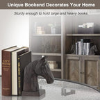 Horse Decorative Bookend Vintage Cast Iron Decor Heavy Book Ends Door Stop Unique Horse Head Statues Home Decor, Ideal for Reading Room Living Library Office Shelf Desk Decor - Image 3