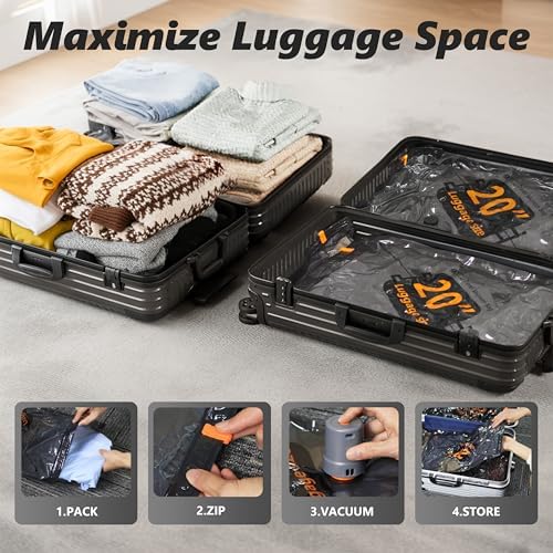 Travel Vacuum Bags with Cordless Electric Pump, 24 Combo Compression Packing Cubes for Clothing Clothes, Luggage Suitcase Organizer, Space Saver Vacation Cruise Travel Essentials - Image 2
