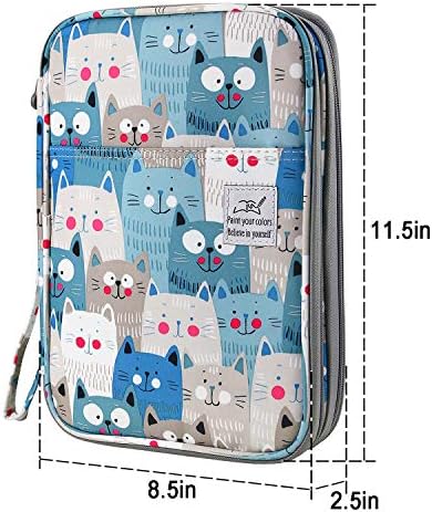 YOUSHARES 192 Slots Colored Pencil Case, Large Capacity Pencil Holder Pen Organizer Bag with Zipper for Prismacolor Watercolor Coloring Pencils, Gel Pens for Student & Artist (Big-Faced Cat) - Image 5