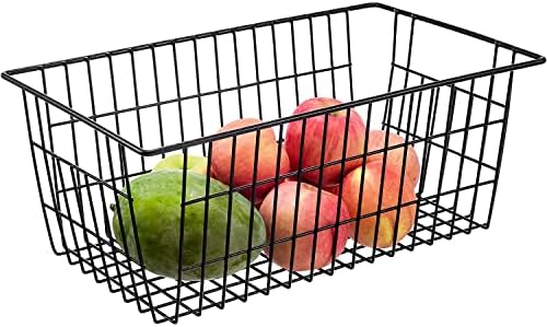 15.2" Metal Wire Baskets for Organizing 6 Pack, Household Pantry Storage Freezer Organizer Bins with Handles, Freezer Baskets for Upright Freezer, Refrigerators, Kitchen Cabinets, Black - Image 3