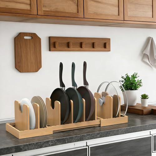 Bamboo Pot and Pan Organizer,Pots and Pans Organizer under Cabinet - Image 3