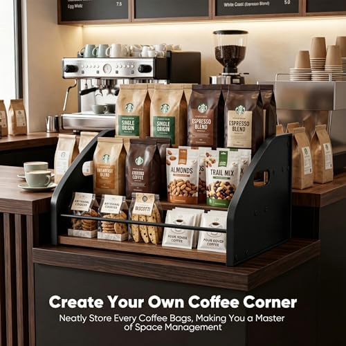3-Tier Coffee Syrup Rack with Easy-Carry Handles | Retro Large Countertop Bottle Organizer Shelf |15 Syrup Bottles Holder | Sturdy Freestanding Bar Stand for Coffee, Whiskey & Spirits - Image 5