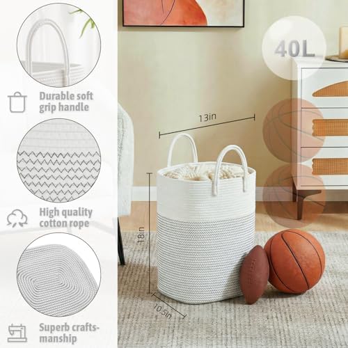 Artfeel Laundry Basket,Woven Cotton Rope Laundry Hamper,40L Versatile Storage for Dirty Clothes,Baby Toys,and Blankets in Bathroom, Nursery,and Living Room - Image 2