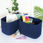 MINTWOOD Design 3-Pack Decorative Woven Storage Baskets for Shelves, Cube Bin Box for Organizing Books, Shoes, Dog Toys, Pantry Closet and Living Room Organizer, Navy Blue - Image 3
