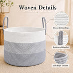 JMvicyroam 115L Extra Large Machine Washable Cotton Rope Blanket Basket - Image 3
