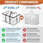 CONGREGATE Extra Large Heavy Duty Moving Bags 8‑Pack Semi‑Transparent, Storage Bags with Zipper & Handles, Waterproof Tote Bags for Clothes Packing Moving Dorm Home Closet Quilt Clothing Storage - Image 5