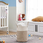 VIPOSCO 30L Small Woven Laundry Basket Hamper, White Brown - Image 2