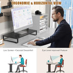 XINYAO Wood Monitor Stand Riser for Desk, 24x12x3 inch, Black - Image 6