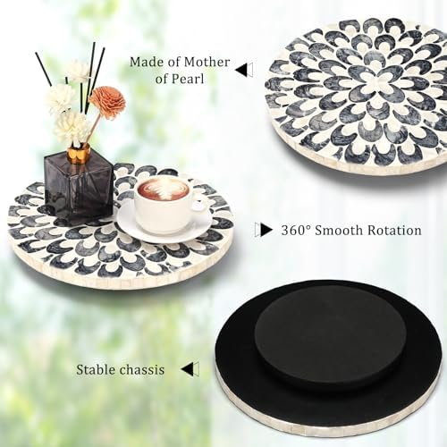 Reallnaive Mother of Pearl Lazy Susan, Round, Floral - Image 4