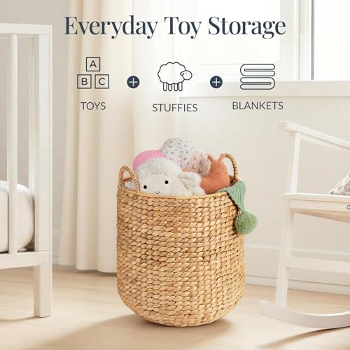 Best Choice Products 2-Piece Round Nesting Baskets W/Handles, Handwoven Water Hyacinth, Plant Holder, Laundry Basket, Storage Organizer, Tote Bins for Bedroom, Living Room, & Laundry Room - Natural - Image 6