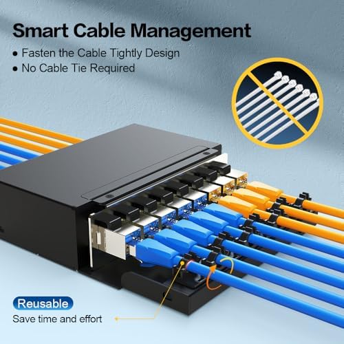 8 Port Blank Keystone Patch Panel Shielded Compatible with LC/SC/ST/FC/USB/HDMI Keystone Jack for Desk Mount Home Ethernet Termination Box - Image 2
