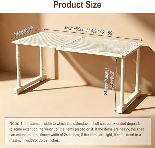 Expandable Cabinet Organizer Shelf, Adjustable Height Under Sink Storage Organizer, Shelf Riser for Kitchen, Bathroom, Wardrobe, Under Sink Counter(Beige) (2) - Image 2