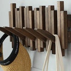 Natural Wood Wall Mounted Piano Coat Rack| Coat Rack Wall Mount| Flip Down Wall Hook Rack 5 Hooks| Entryway Coat Rack,Made of Acacia Wood (Walnut Color Dyed with Wood Wax Oil).Wall Art - Image 6