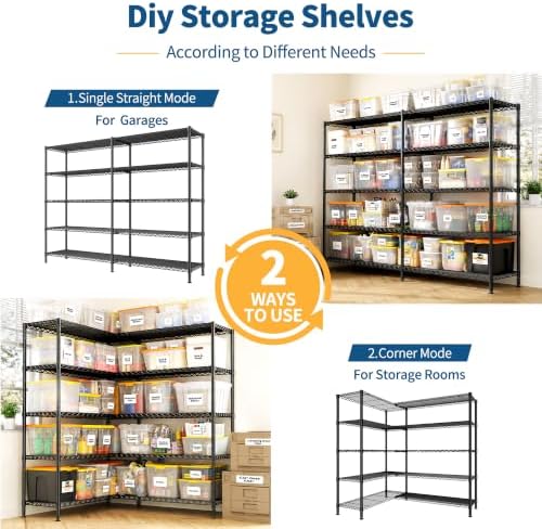 REIBII 70" W Storage Shelves, 1600LBS Heavy Duty & L/H Shaped, for Garage - Image 6