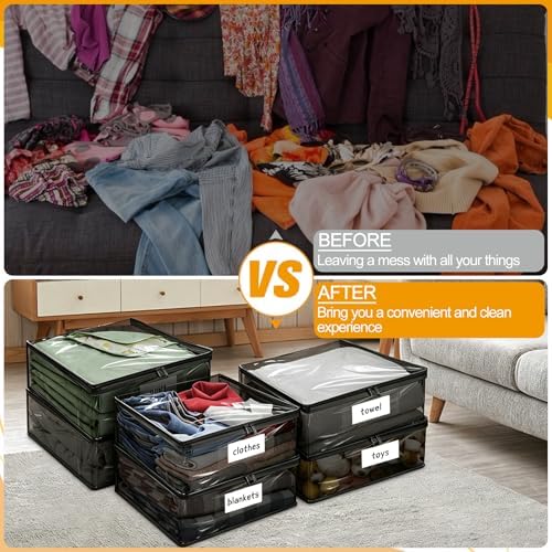 Plastic Storage Bags with Easy-Glide Zipper, Pack of 6, Durable Clear Vinyl Zippered Storage Bags for Clothes Sweaters Comforters Blankets Sheets Bedding (18 x 15 x 4 Inch, Transparent Black) - Image 6