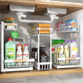 Sevenblue 3-Pack 2-Tier Height Adjustable Under Sink Organizer, White by Sevenblue