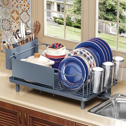 KINGRACK Dish Drying Rack for Kitchen Counter, Dish Drainer with Cup Holder by KINGRACK