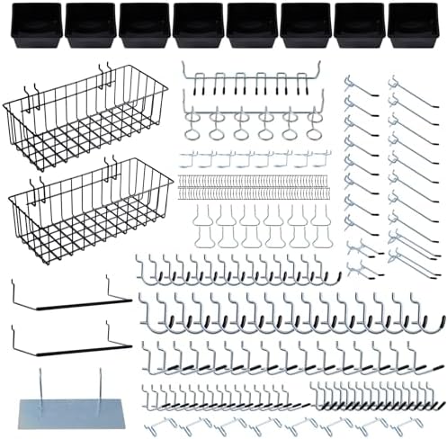 246PCS Pegboard Accessories Organizer Kit,Includes Pegboard Hooks,Bins,Baskets,Paper Towel Holder;Suitable for 1/8 and 1/4 Pegboard,Can be Used for Hanging Tools,Garage Storage,etc. (Black) by Daanxw