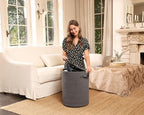 16"x20" Extra Large Cotton Rope Basket with Zipper Lid, Woven Laundry Hamper and Blanket Storage Basket, Round Clothes Bin for Living Room Bedroom, Dark Grey - Image 6