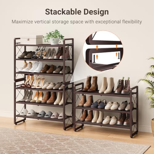 ELYKEN Expandable Shoe Rack for Closet, 3-Tier Metal Bronze Shoe Organizer - Image 6