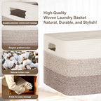 86L Large Woven Laundry Basket Hamper with Handles, Gradient Brown - Image 5