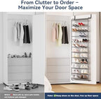Whitmor 36 Pair Over the Door Shoe Rack,12 Tier Hanging Shoe Organizer with Metal Frame & Mesh Shelves, Heavy Duty Shoe Storage Holder for Door, 74" H x 21.7" W x 7.5" D, Gunmetal Gray - Image 6