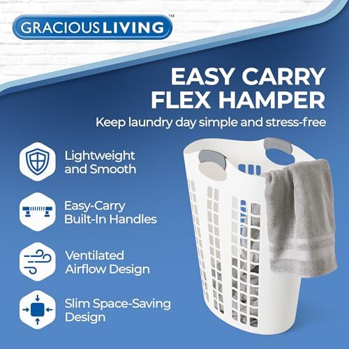 Gracious Living Laundry Basket, Easy Carry Flex Collapsible Hamper, 87.5L - Image 3