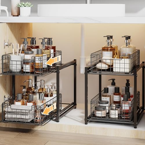 Under Sink Organizer, 2-Tier Pull Out Cabinet Organizer by Silub